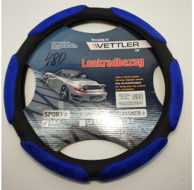 Оплетка руля (XL) 41-42см Газель Vettler винил голубой 6 подушек